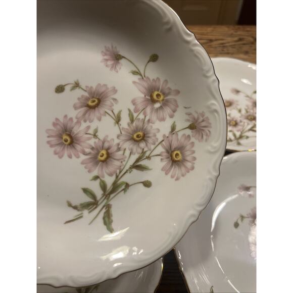 5 MITTERTEICH Bavaria Germany 7 7/8” DAISY BELL Coupe Soup Bowls Flower Right EX - Picture 3 of 9